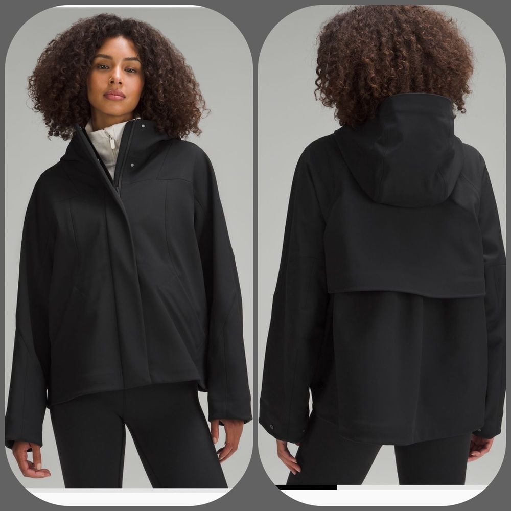 Lululemon RepelShell Cinch-Back Rain Jacket size 12 NWT Black coat